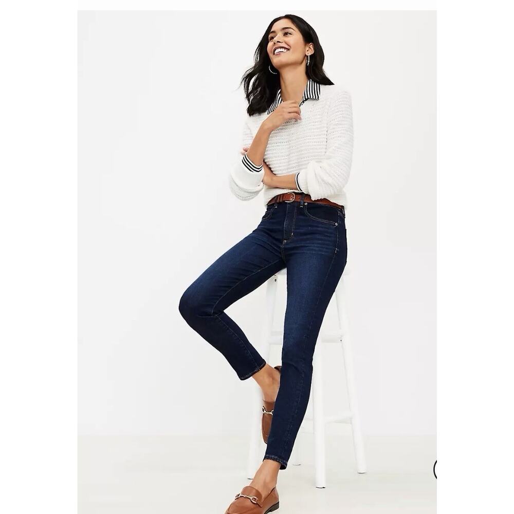 Loft High Rise Modern Straight in Classic Dark Indigo Wash -women’s O/ 25 - Picture 3 of 8